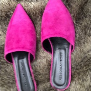 Rebecca Minkoff slip on mules fuchsia pink 6.5